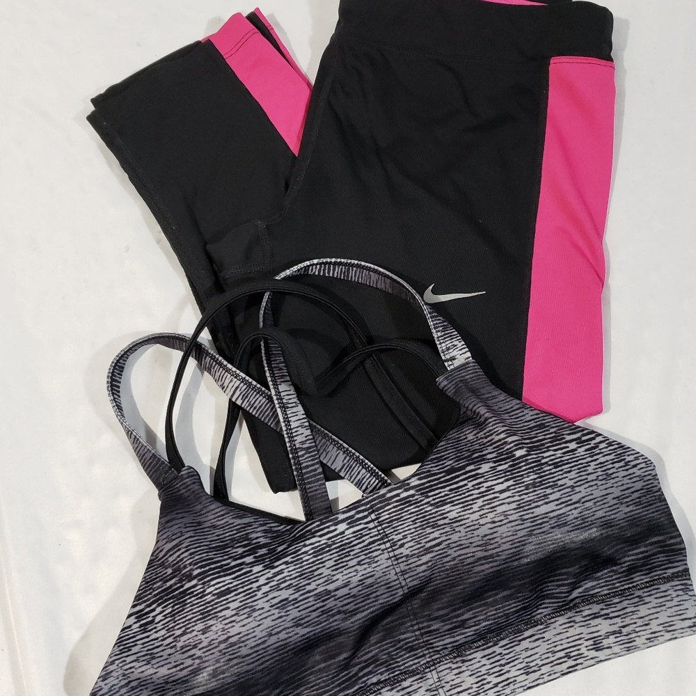 Black & Pink Nike Crops and Champion Sports Bra